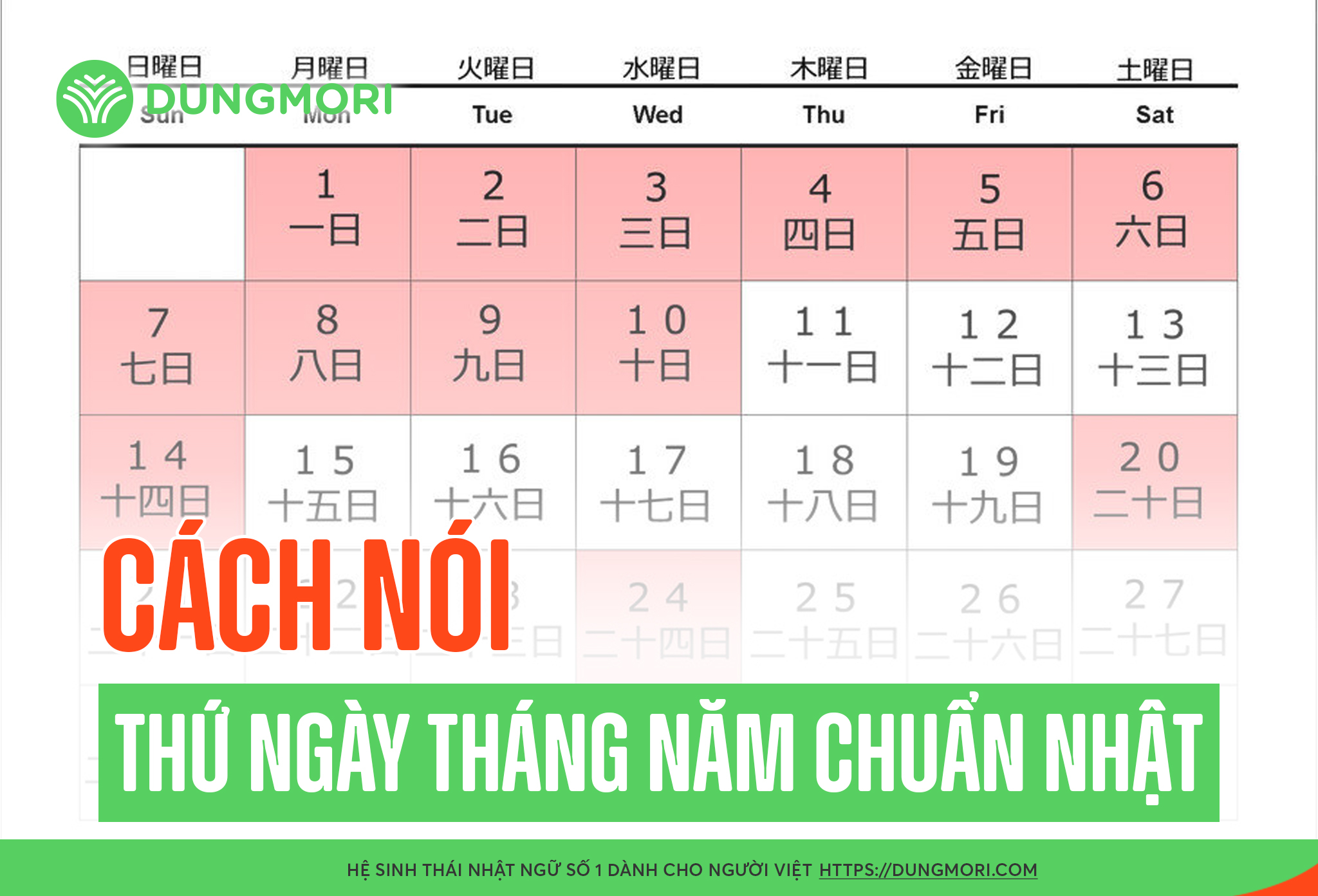 Cách nói thứ ngày tháng năm chuẩn Nhật